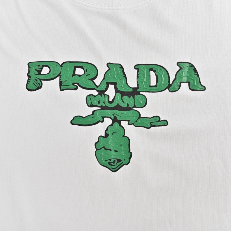 Prada Green Logo White T-Shirt view