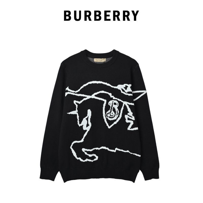 Burberry EKD Knight Jacquard Crew Neck Sweater Black