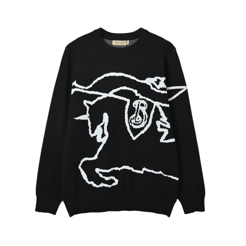 Burberry EKD Knight Jacquard Crew Neck Sweater Black view