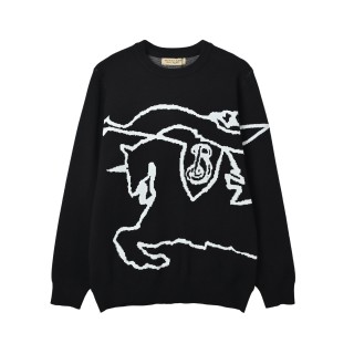 Burberry EKD Knight Jacquard Crew Neck Sweater Black view 3
