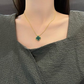 Gold Plated Green Clover Pendant Necklace view 2