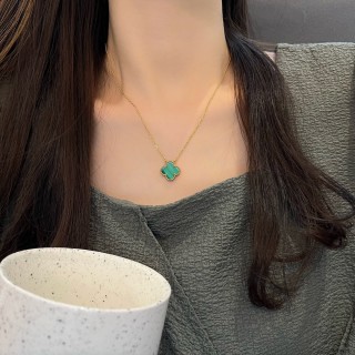 Gold Plated Green Clover Pendant Necklace view 4