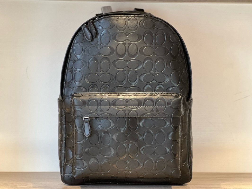 Coach Signature Embossed Black Backpack