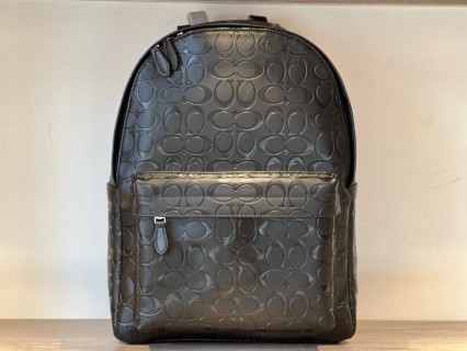 Coach Signature Embossed Black Backpack