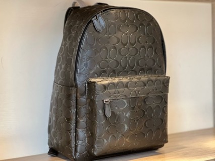 Coach Signature Embossed Black Backpack view 3