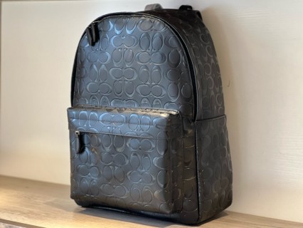Coach Signature Embossed Black Backpack view 4