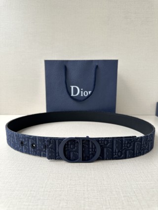 Dior CD Monogram Navy Blue Canvas Belt