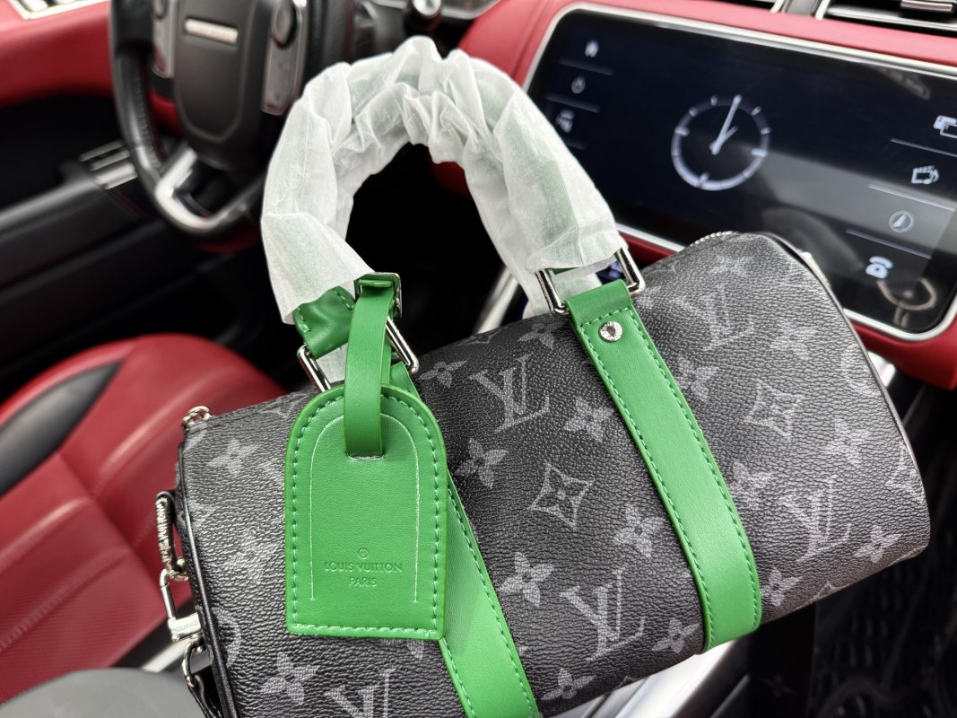 Louis Vuitton Eclipse Keepall 25 Travel Bag Black Green view