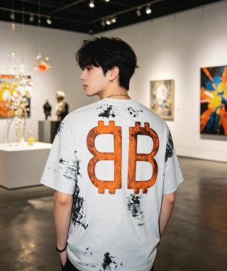 White Oversized Graphic T-Shirt with Orange BB Logo & Distressed Details view 3