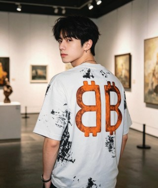 White Oversized Graphic T-Shirt with Orange BB Logo & Distressed Details view 5
