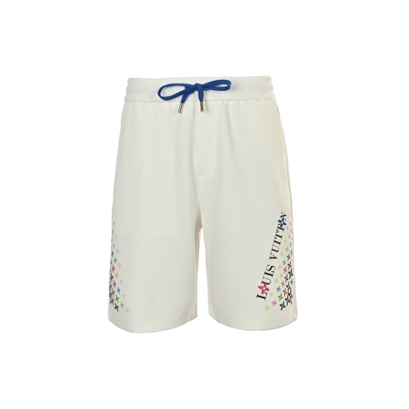 White Star Print Shorts with Blue Drawstring view