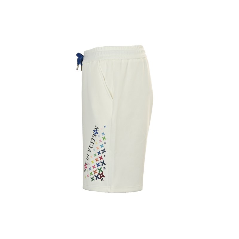 White Star Print Shorts with Blue Drawstring view