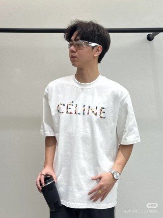 Celine Multicolor Logo White T-Shirt