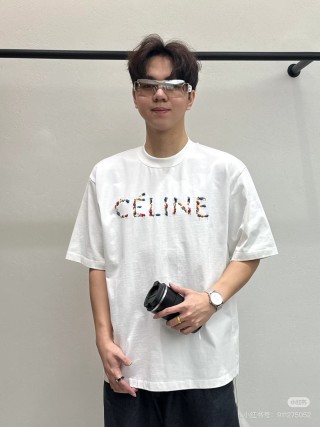 Celine Multicolor Logo White T-Shirt view 2