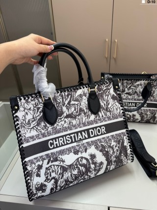 Dior Floral Jacquard Tote Bag Black & White