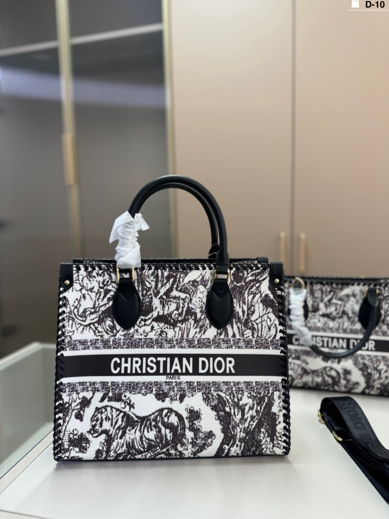 Dior Floral Jacquard Tote Bag Black & White view