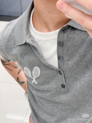 Lacoste Grey Polo Shirt with Racket Emblem view 3
