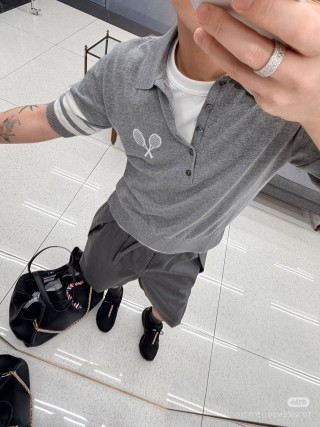 Lacoste Grey Polo Shirt with Racket Emblem view 4