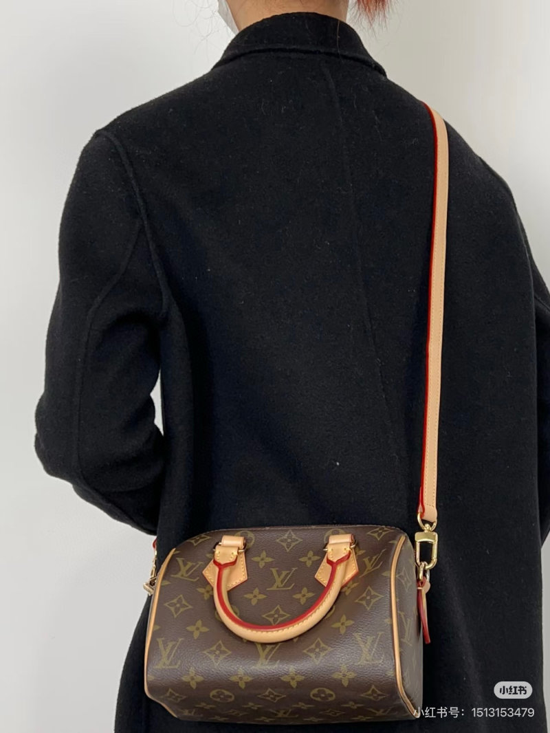 Louis Vuitton Monogram Speedy Handbag Brown Red