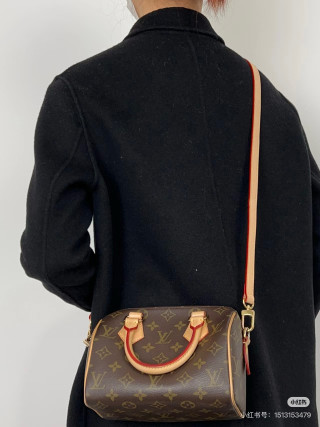 Louis Vuitton Monogram Speedy Handbag Brown Red