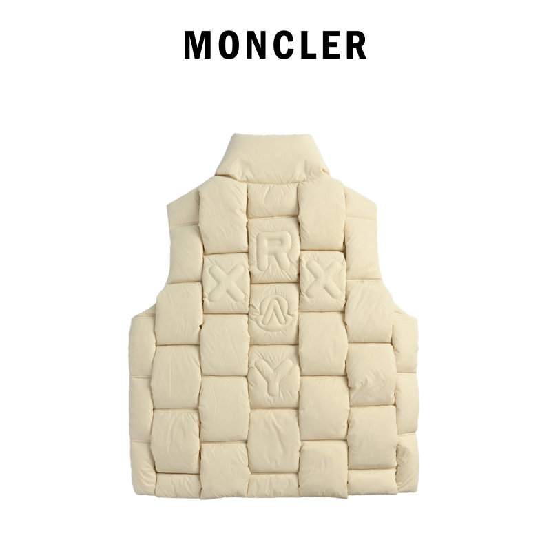Cream Puffer Vest Gilet with White Hoodie Layering Set view