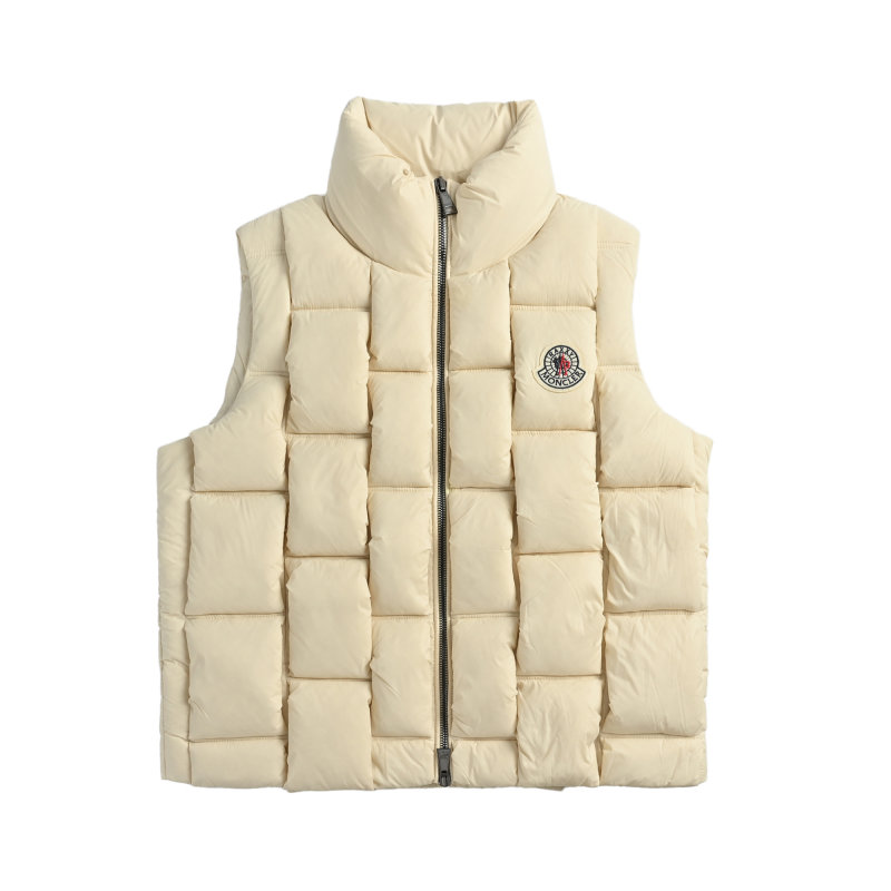 Cream Puffer Vest Gilet with White Hoodie Layering Set view