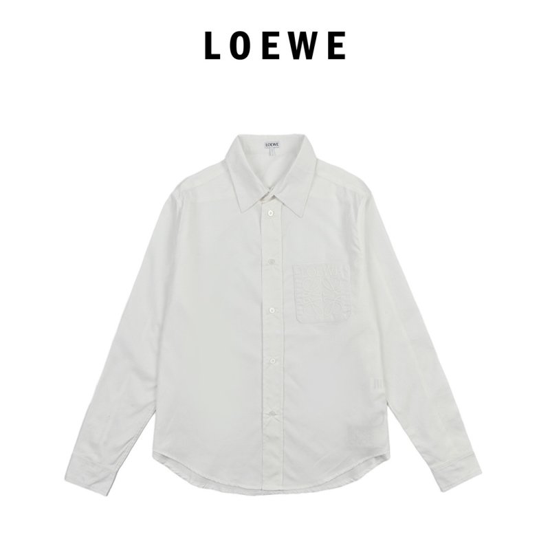 Loewe Chest Pocket Embroidered Logo White Shirt