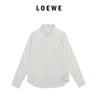 Loewe Chest Pocket Embroidered Logo White Shirt