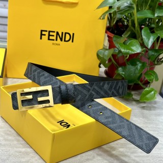 Fendi FF Buckle Black Leather Belt 3.0cm