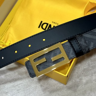 Fendi FF Buckle Black Leather Belt 3.0cm view 2