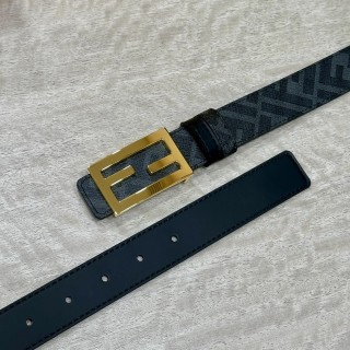 Fendi FF Buckle Black Leather Belt 3.0cm view 3