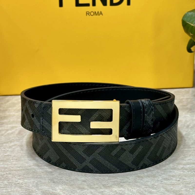 Fendi FF Buckle Black Leather Belt 3.0cm view