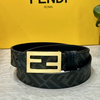 Fendi FF Buckle Black Leather Belt 3.0cm view 5