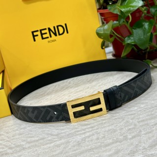 Fendi FF Buckle Black Leather Belt 3.0cm view 6