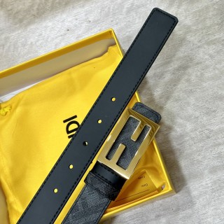 Fendi FF Buckle Black Leather Belt 3.0cm view 7