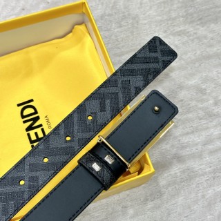 Fendi FF Buckle Black Leather Belt 3.0cm view 8