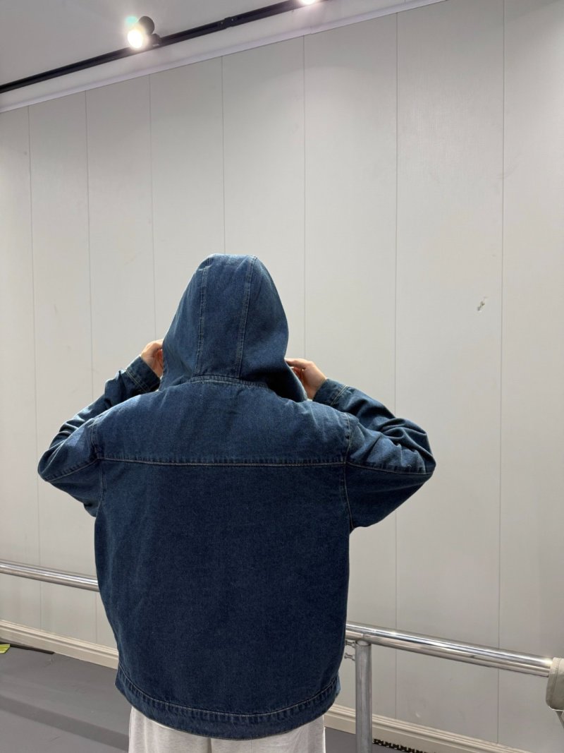 Vintage Wash Denim Zip Jacket Navy Blue view