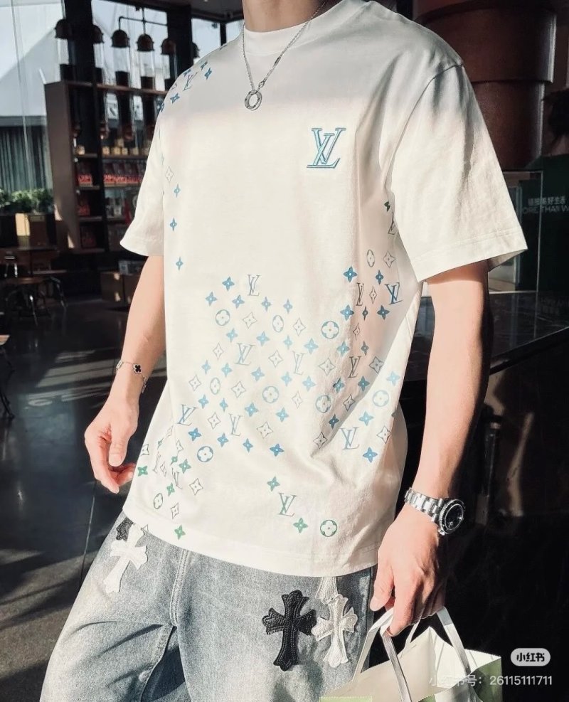 Louis Vuitton Monogram Gradient Embroidered White T-Shirt