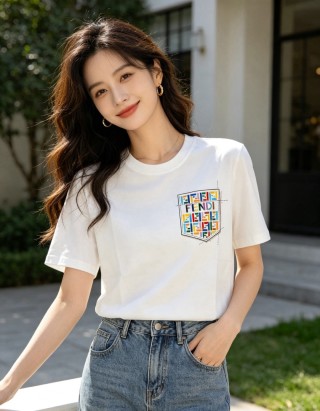 Fendi Multicolor Logo Pocket White T-Shirt view 3