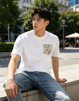 Fendi Multicolor Logo Pocket White T-Shirt view 4