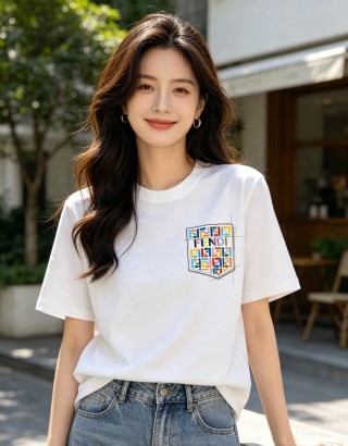Fendi Multicolor Logo Pocket White T-Shirt view 7