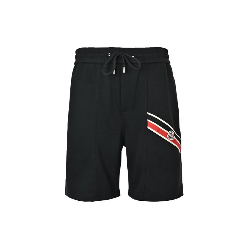 Moncler Black Shorts with Stripe Logo view