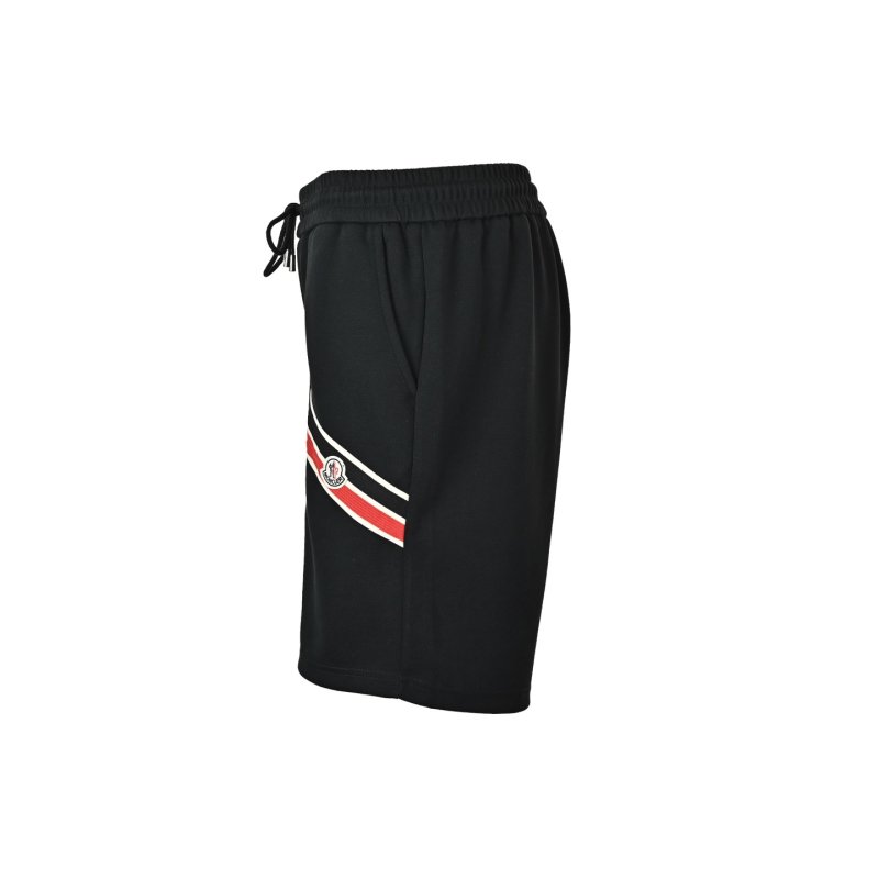 Moncler Black Shorts with Stripe Logo view
