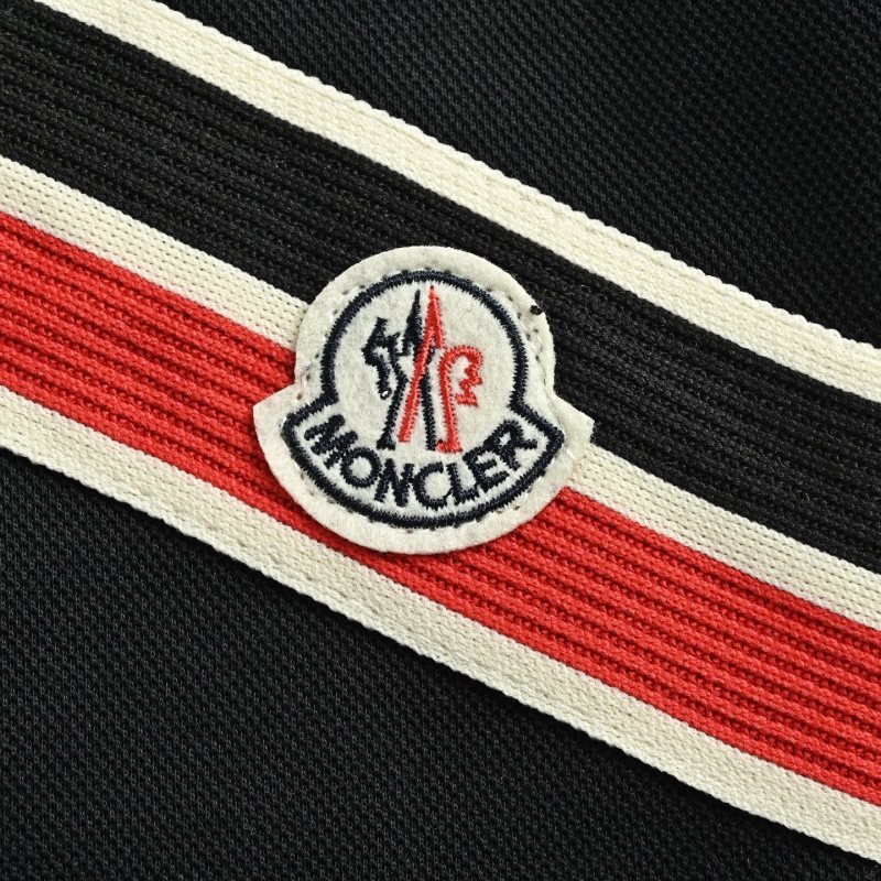 Moncler Black Shorts with Stripe Logo view
