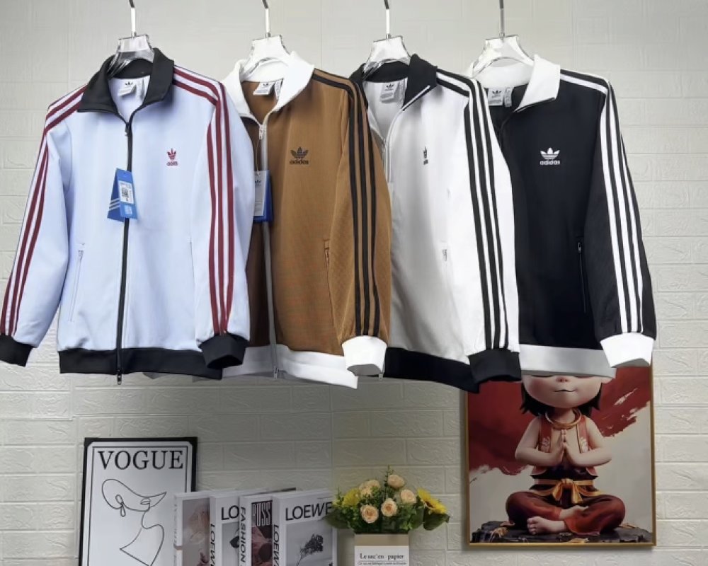 Adidas Originals Trefoil Waffle Stripe Track Jacket Black White view