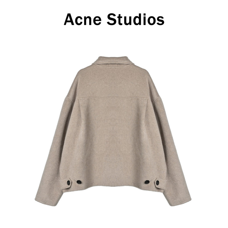 Oversized Wool Blend Overshirt Jacket Beige view