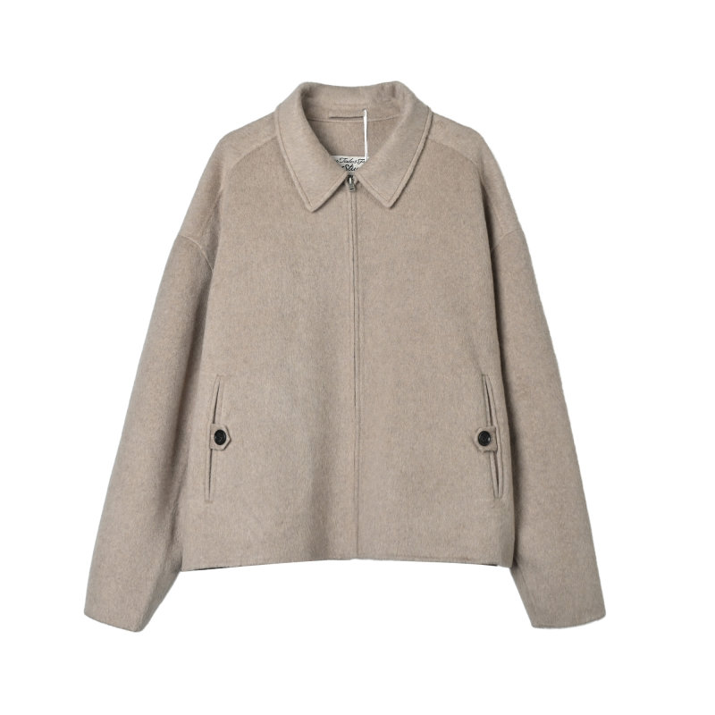 Oversized Wool Blend Overshirt Jacket Beige view