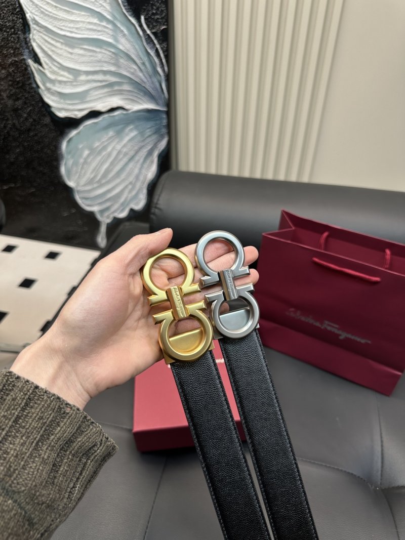 Salvatore Ferragamo Gancini Leather Belt - Silver Buckle view