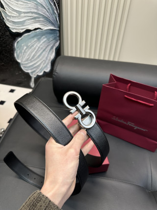Salvatore Ferragamo Gancini Leather Belt - Silver Buckle view 7