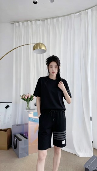 Essentials Black Short Sleeve T-Shirt with Striped Sleeves view 2